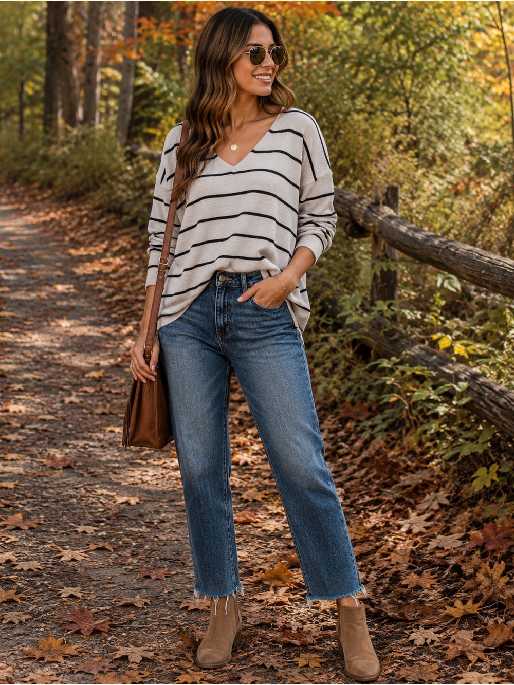 Old Navy Cream and Black Striped V-Neck Sweater. B2
